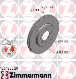 Вентилируемый тормозной диск Otto Zimmermann 150.1258.20.