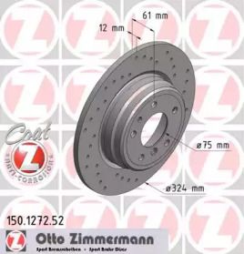 Перфорированный тормозной диск на БМВ 735 Otto Zimmermann 150.1272.52.