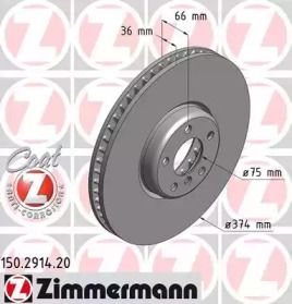 Вентилируемый тормозной диск на BMW 750 Otto Zimmermann 150.2914.20.