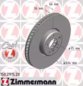 Вентильований гальмівний диск на БМВ 740 Otto Zimmermann 150.2915.20.