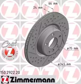 Вентилируемый тормозной диск с насечками С перфорацией на БМВ 2  Otto Zimmermann 150.2922.20.