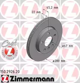 Вентилируемый тормозной диск Otto Zimmermann 150.2926.20.