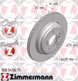 Вентильований гальмівний диск Otto Zimmermann 150.3456.75.