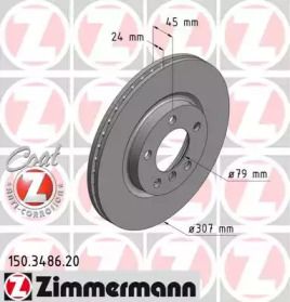 Вентильований гальмівний диск Otto Zimmermann 150.3486.20.
