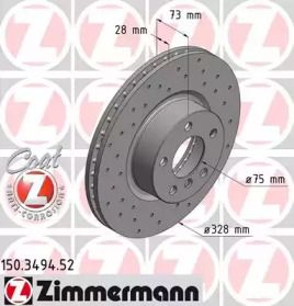 Вентилируемый тормозной диск с перфорацией на BMW X4  Otto Zimmermann 150.3494.52.