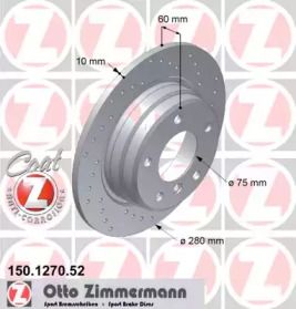 Перфорований гальмівний диск на BMW E46 Otto Zimmermann 150.1270.52.