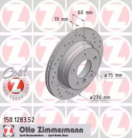 Перфорований гальмівний диск на BMW E36 Otto Zimmermann 150.1283.52.