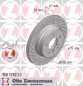 Перфорований гальмівний диск Otto Zimmermann 150.1292.52.