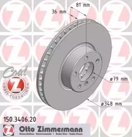Вентильований гальмівний диск Otto Zimmermann 150.3406.20.