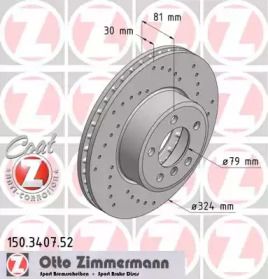 Вентилируемый тормозной диск с перфорацией на BMW E65, E66, E67 Otto Zimmermann 150.3407.52.
