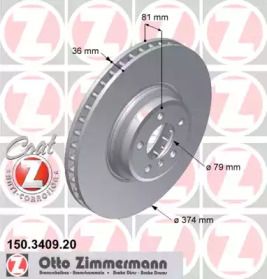 Вентильований гальмівний диск Otto Zimmermann 150.3409.20.