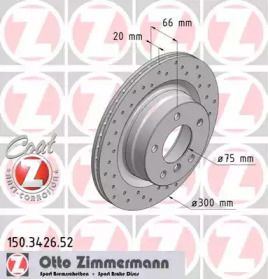 Вентильований гальмівний диск з перфорацією Otto Zimmermann 150.3426.52.