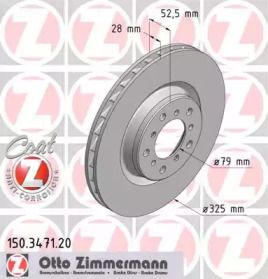 Вентильований гальмівний диск на БМВ Е46 Otto Zimmermann 150.3471.20.