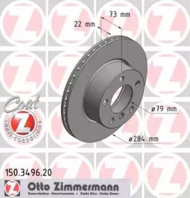 Вентилируемый тормозной диск на БМВ 2  Otto Zimmermann 150.3496.20.