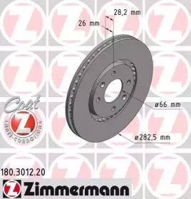 Перфорированный тормозной диск на Citroen Xantia  Otto Zimmermann 180.3012.20.