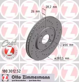 Перфорований гальмівний диск Otto Zimmermann 180.3012.52.