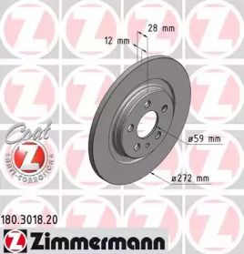 Тормозной диск на Ситроен С8  Otto Zimmermann 180.3018.20.