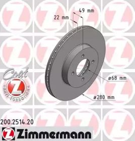 Вентилируемый тормозной диск Otto Zimmermann 200.2514.20.