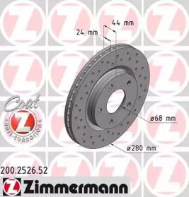 Вентилируемый тормозной диск с перфорацией Otto Zimmermann 200.2526.52.