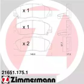Тормозные колодки на Honda HR-V  Otto Zimmermann 21651.175.1.