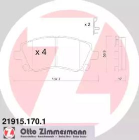 Гальмівні колодки на Subaru Legacy Outback  Otto Zimmermann 21915.170.1.