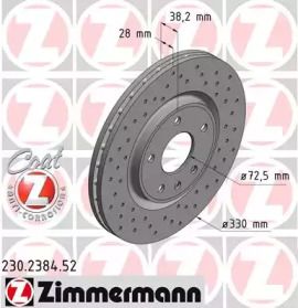 Вентилируемый тормозной диск с перфорацией на Fiat Freemont  Otto Zimmermann 230.2384.52.