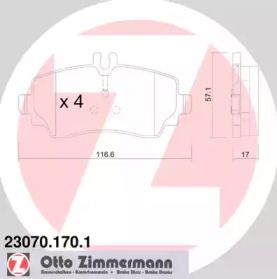 Гальмівні колодки на Mercedes-Benz A140 Otto Zimmermann 23070.170.1.
