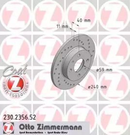 Перфорированный тормозной диск на Альфа Ромео 155  Otto Zimmermann 230.2356.52.