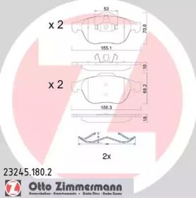 Гальмівні колодки на Рено Лагуна 2 Otto Zimmermann 23245.180.2.