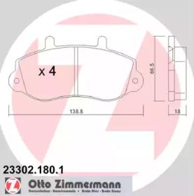Гальмівні колодки на Opel Movano  Otto Zimmermann 23302.180.1.