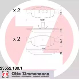Тормозные колодки на Fiat Palio  Otto Zimmermann 23552.180.1.