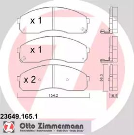 Гальмівні колодки на Кіа Прежіо  Otto Zimmermann 23649.165.1.