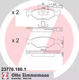 Гальмівні колодки на Fiat Siena  Otto Zimmermann 23776.180.1.