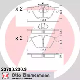 Гальмівні колодки на БМВ 520 Otto Zimmermann 23793.200.9.