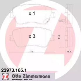 Гальмівні колодки на Nissan Micra  Otto Zimmermann 23973.165.1.