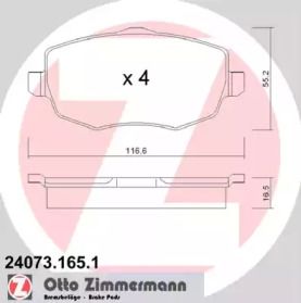 Тормозные колодки на Lancia Ypsilon  Otto Zimmermann 24073.165.1.