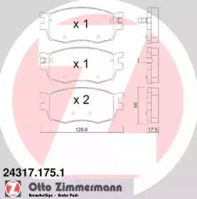 Тормозные колодки на Хюндай Акцент  Otto Zimmermann 24317.175.1.