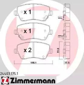Тормозные колодки на Nissan Micra  Otto Zimmermann 24403.175.1.