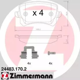 Тормозные колодки на Volkswagen Passat B8 Otto Zimmermann 24483.170.2.