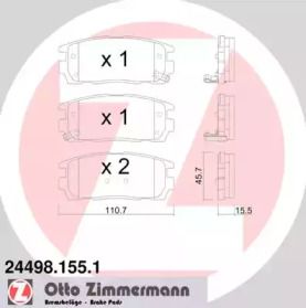 Тормозные колодки на Chevrolet Captiva  Otto Zimmermann 24498.155.1.