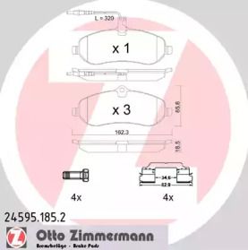Тормозные колодки на Фиат Скудо  Otto Zimmermann 24595.185.2.