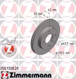 Вентильований гальмівний диск на Мазда 121  Otto Zimmermann 250.1328.20.