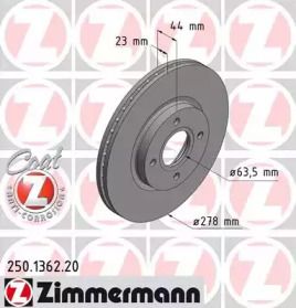 Вентилируемый тормозной диск на Форд Б макс  Otto Zimmermann 250.1362.20.