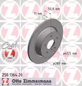 Тормозной диск на Форд Гранд С-макс  Otto Zimmermann 250.1364.20.