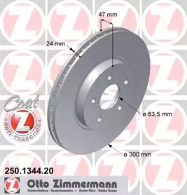 Вентильований гальмівний диск на Форд Мондео 3 Otto Zimmermann 250.1344.20.