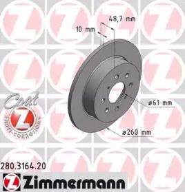 Тормозной диск Otto Zimmermann 280.3164.20.