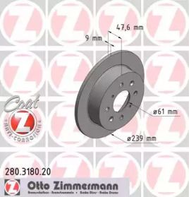 Тормозной диск на Honda CRX  Otto Zimmermann 280.3180.20.