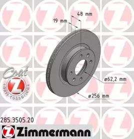 Вентилируемый тормозной диск Otto Zimmermann 285.3505.20.