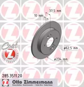 Тормозной диск на Kia Picanto  Otto Zimmermann 285.3511.20.