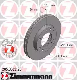 Вентилируемый тормозной диск на Hyundai H-1  Otto Zimmermann 285.3522.20.